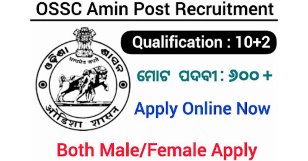 Odisha Amin Post Recruitment 2024 Apply Online | +2 Pass Govt Job Odisha